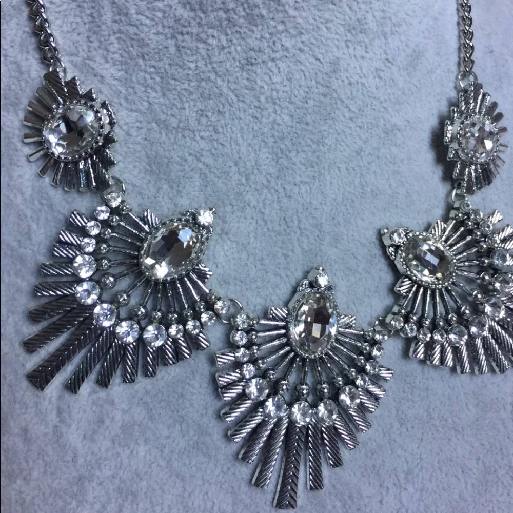 Silver Crystal Boho Necklace